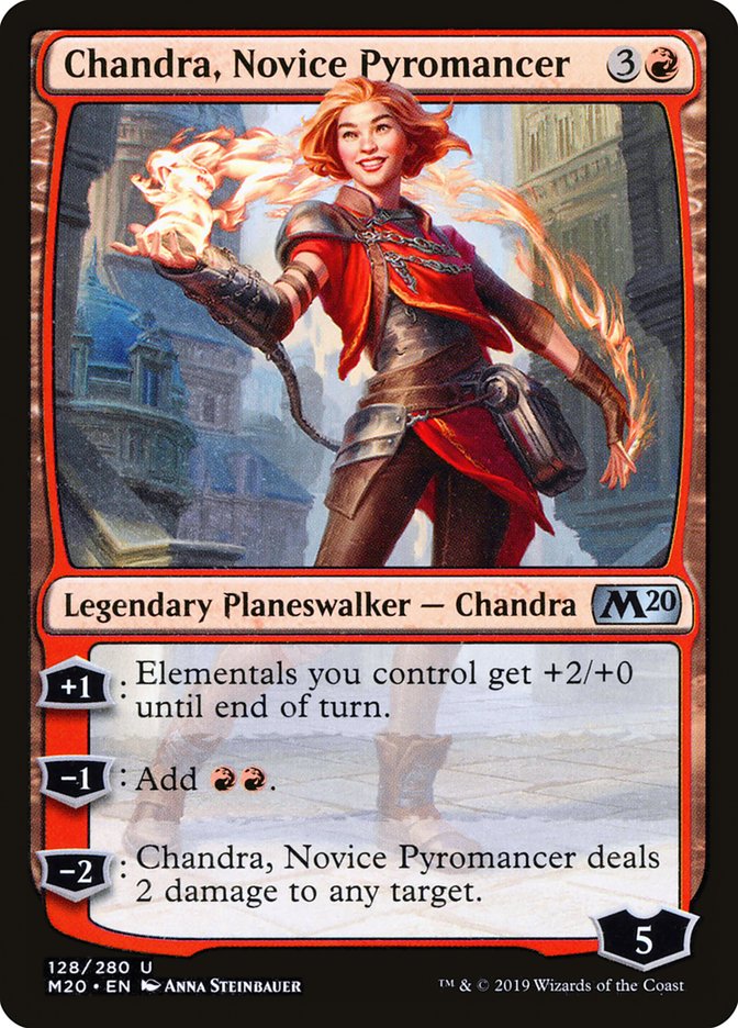 Card Scan of Chandra, Novice Pyromancer | M20