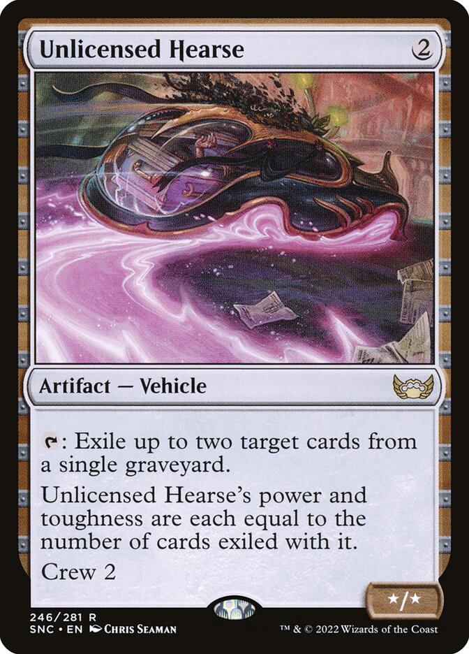 Card Scan of Unlicensed Hearse | SNC