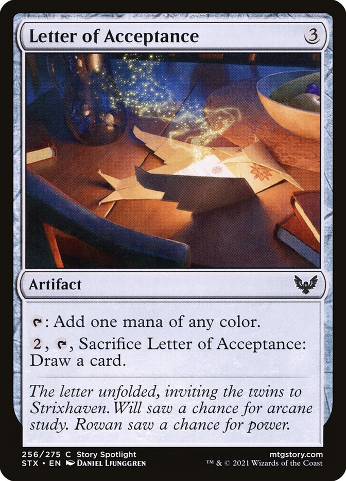 Card Scan of Letter of Acceptance | STX