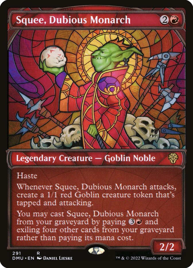 Card Scan of Squee, Dubious Monarch | DMU (Showcase)