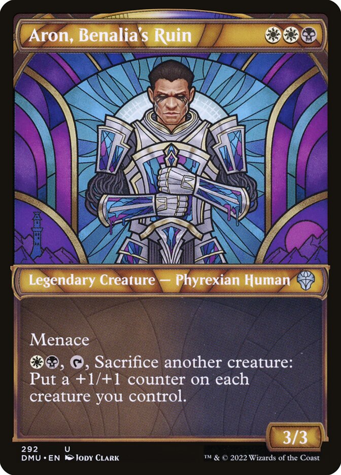 Card Scan of Aron, Benalia's Ruin | DMU (Showcase)