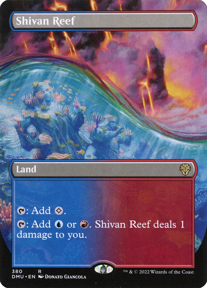Card Scan of Shivan Reef | DMU (Alternate Art Borderless)