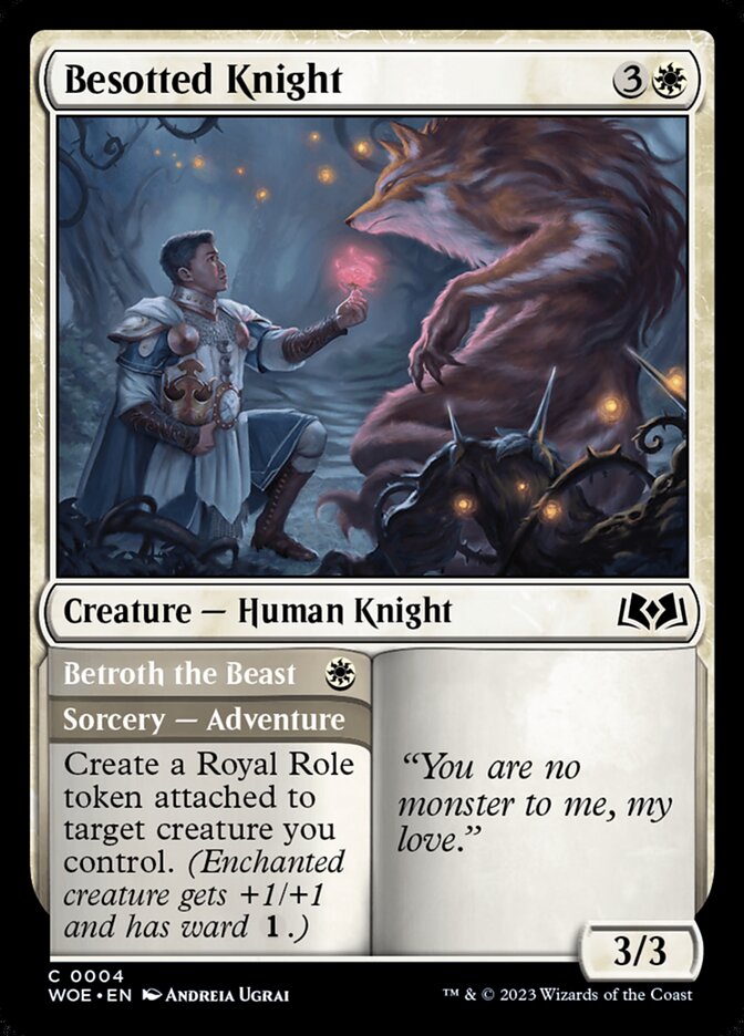 Card Scan of Besotted Knight // Betroth the Beast | WOE