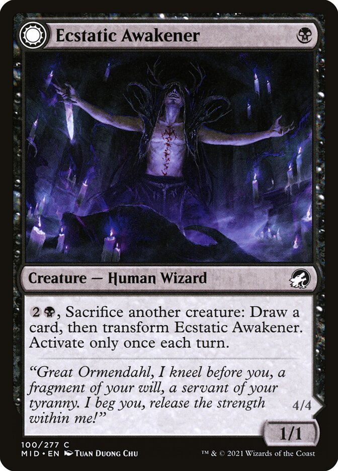 Card Scan of Ecstatic Awakener // Awoken Demon | MID