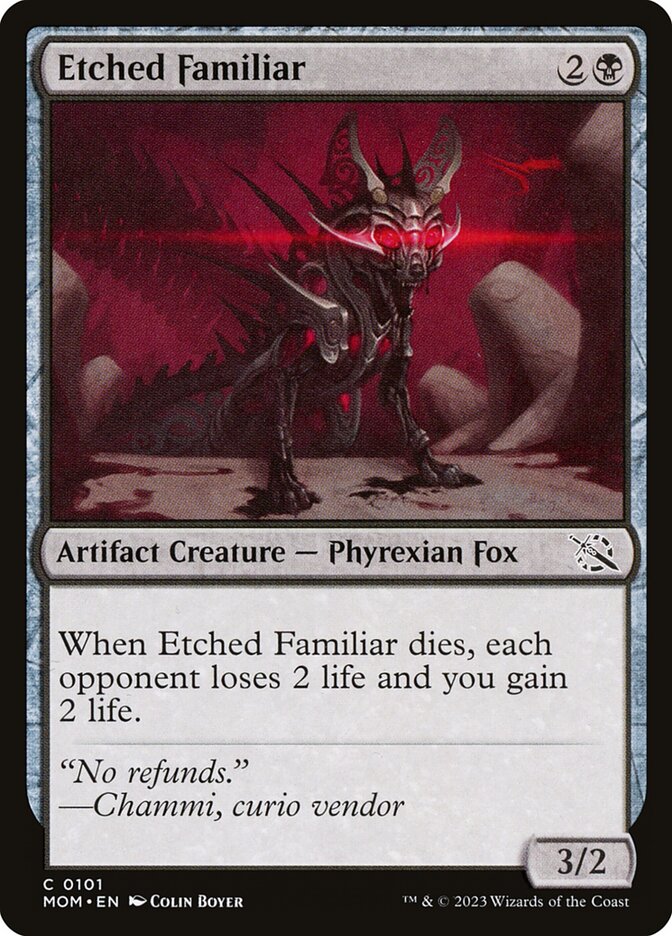 Card Scan of Etched Familiar | MOM