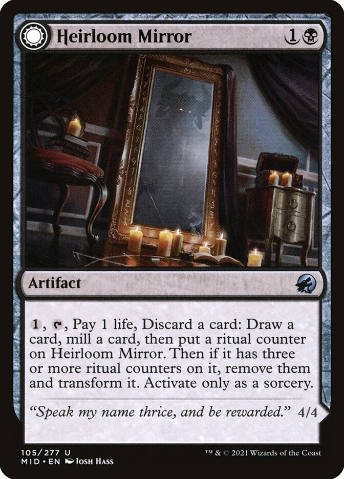 Card Scan of Heirloom Mirror // Inherited Fiend | MID
