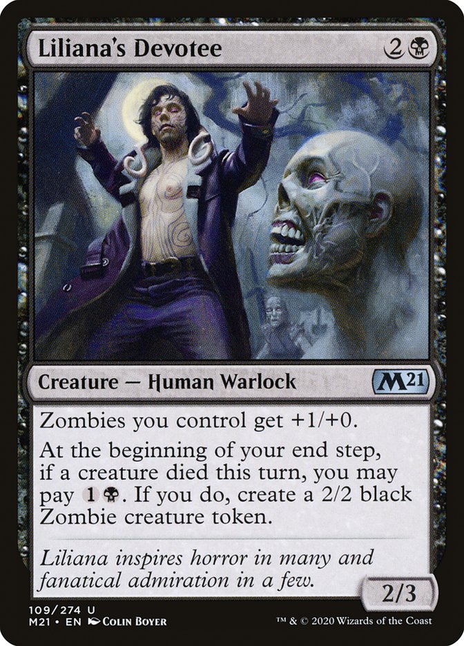 Card Scan of Liliana's Devotee | M21