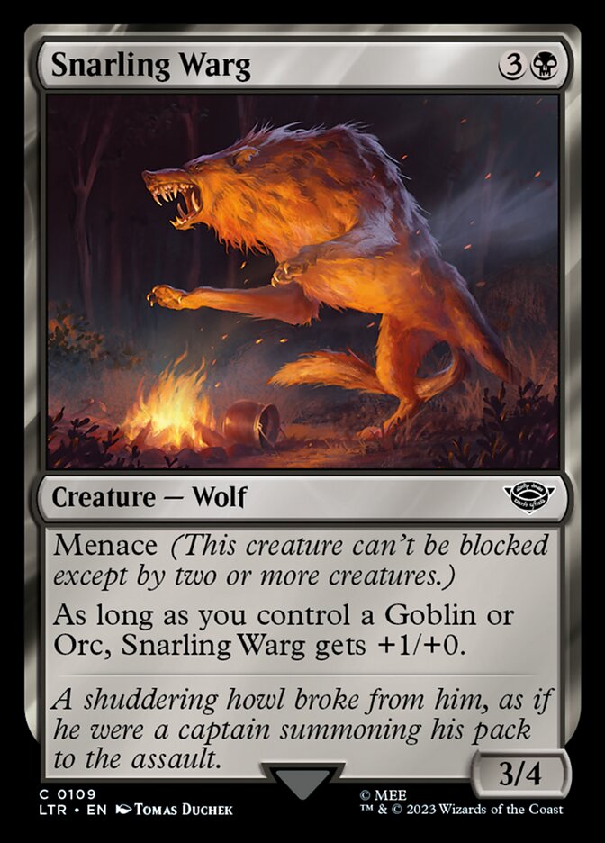Card Scan of Snarling Warg | LTR
