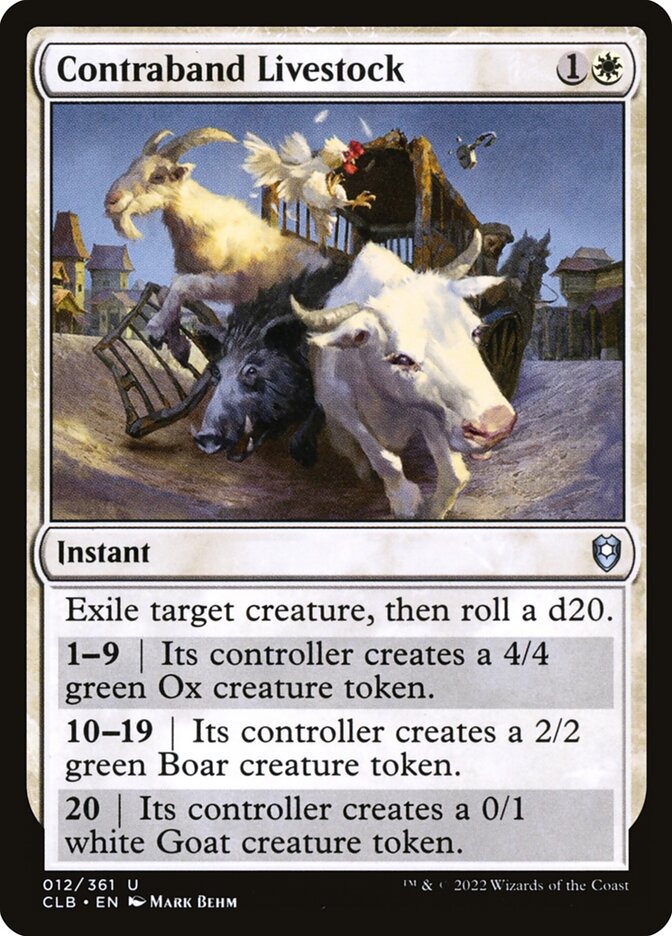 Card Scan of Contraband Livestock | CLB