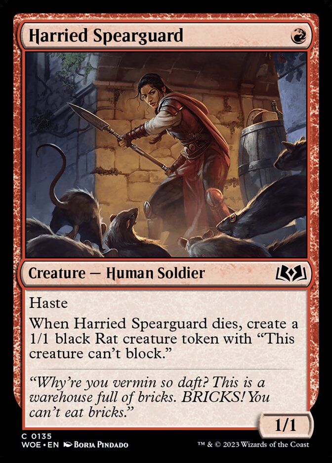 Card Scan of Harried Spearguard | WOE