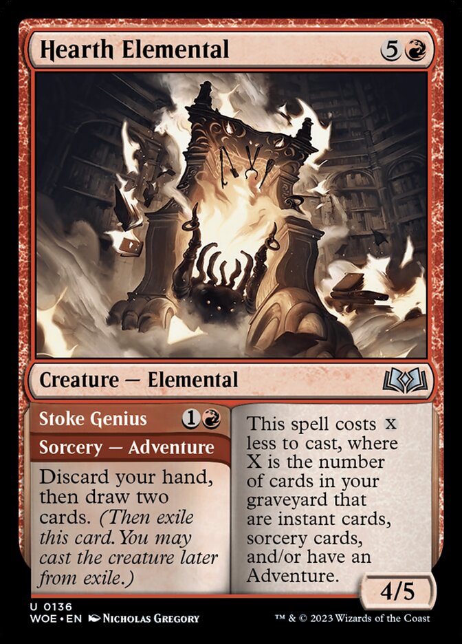 Card Scan of Hearth Elemental // Stoke Genius | WOE