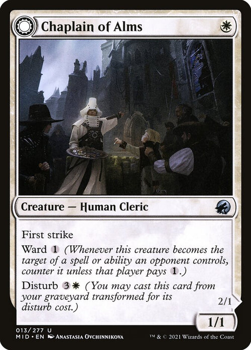 Card Scan of Chaplain of Alms // Chapel Shieldgeist | MID