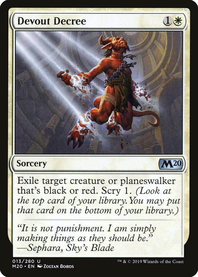 Card Scan of Devout Decree | M20