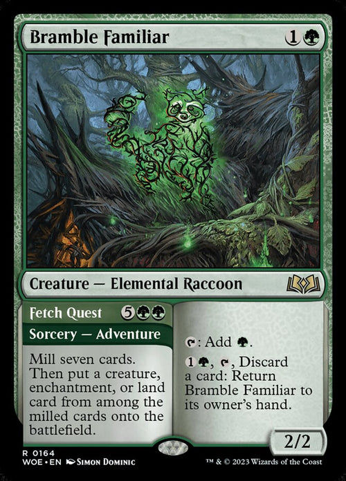Card Scan of Bramble Familiar // Fetch Quest | WOE