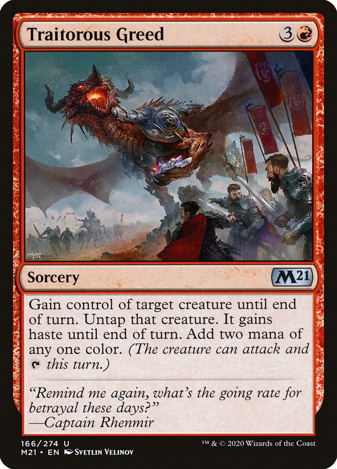 Card Scan of Traitorous Greed | M21
