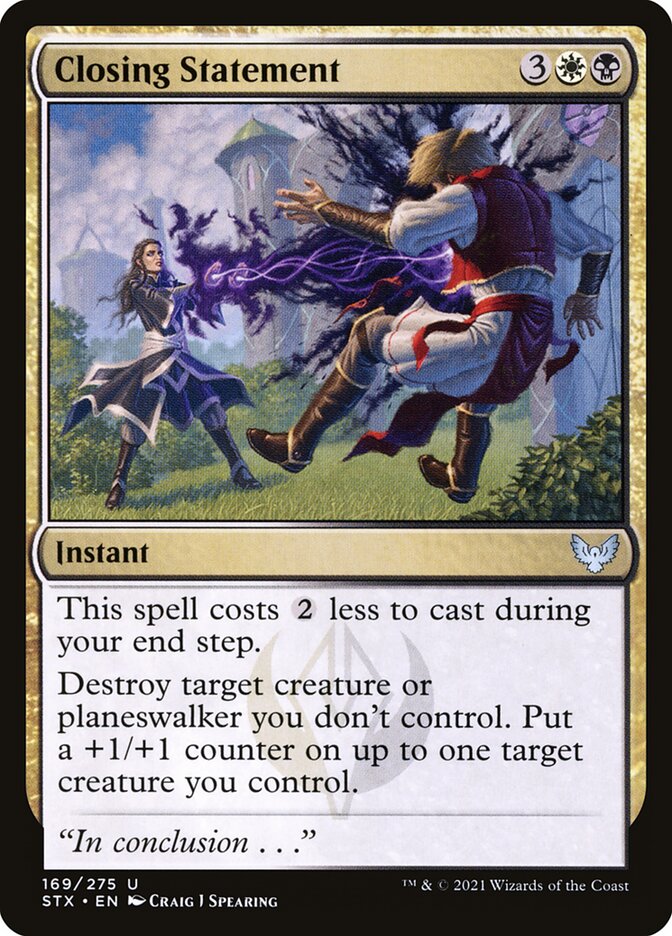 Card Scan of Closing Statement | STX