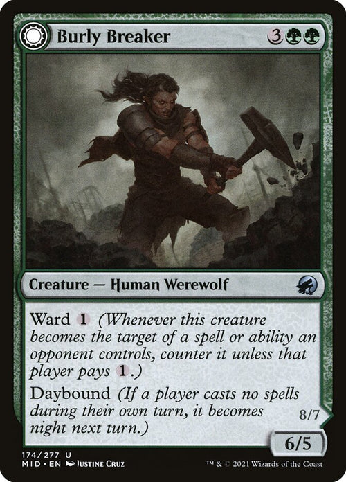 Card Scan of Burly Breaker // Dire-Strain Demolisher | MID