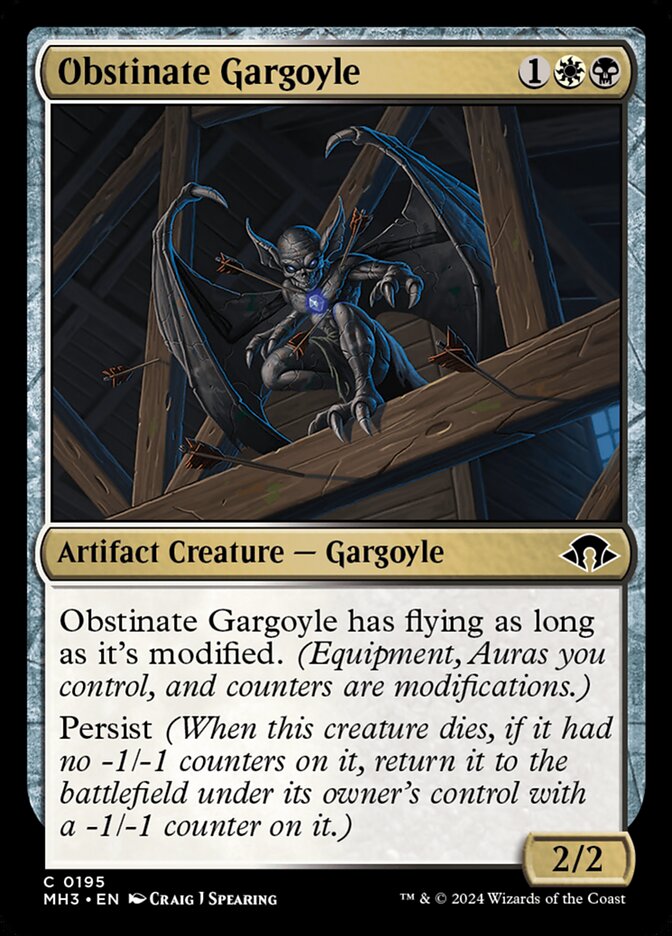 Card Scan of Obstinate Gargoyle | MH3