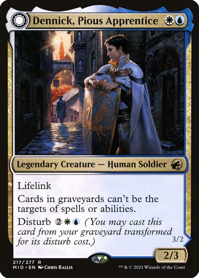 Card Scan of Dennick, Pious Apprentice // Dennick, Pious Apparition | MID