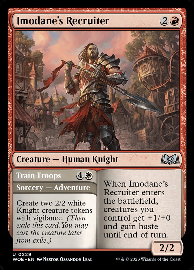 Card Scan of Imodane's Recruiter // Train Troops | WOE