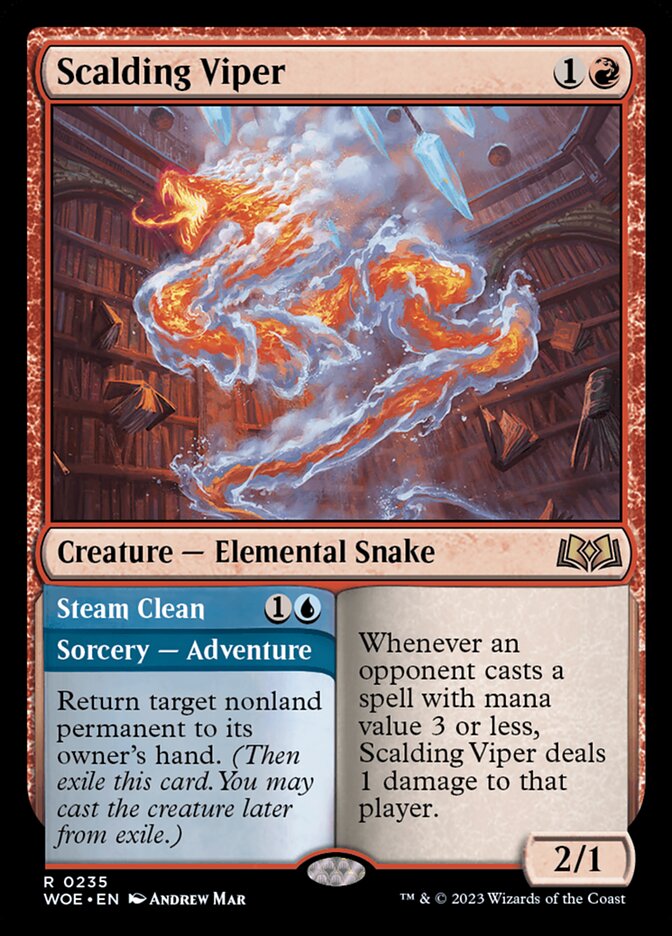 Card Scan of Scalding Viper // Steam Clean | WOE