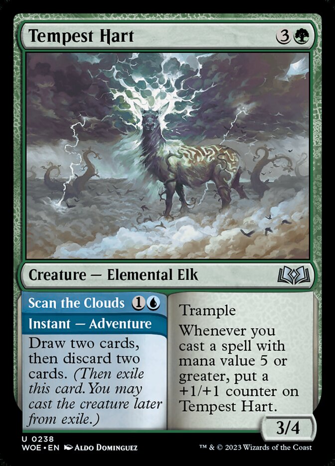 Card Scan of Tempest Hart // Scan the Clouds | WOE