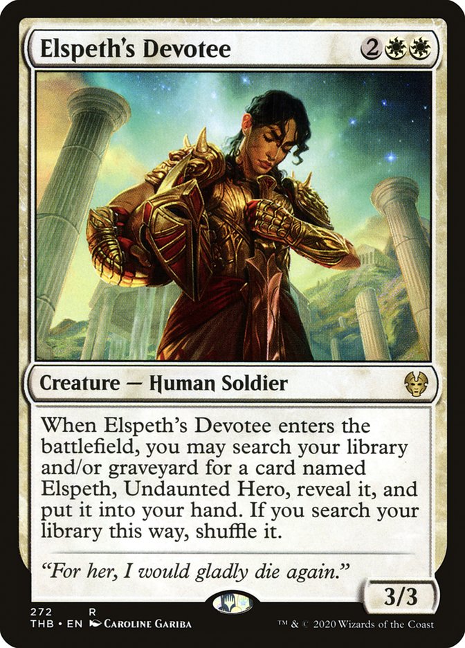 Card Scan of Elspeth's Devotee | THB (Showcase)