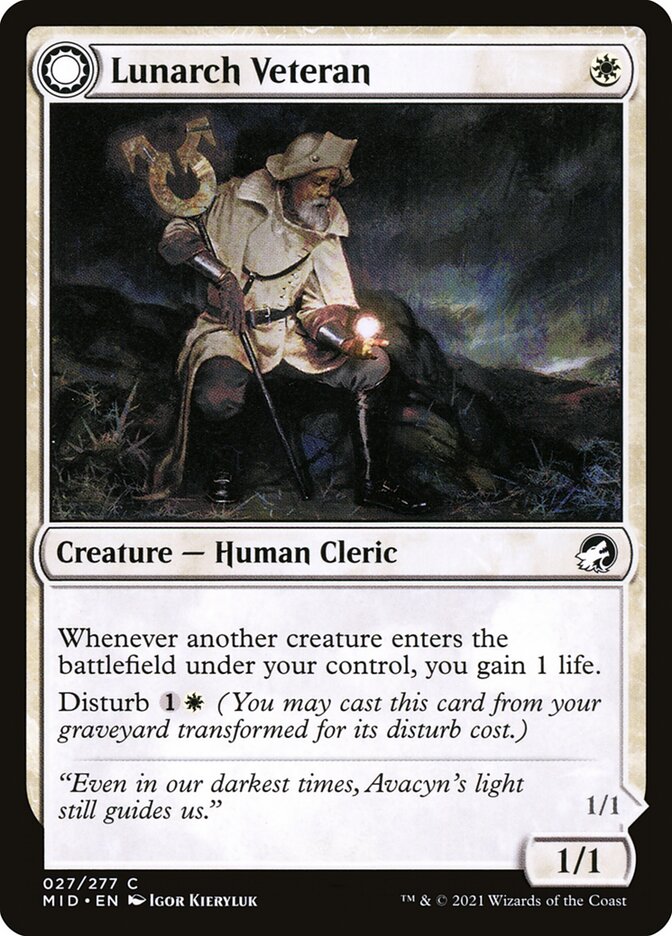 Card Scan of Lunarch Veteran // Luminous Phantom | MID