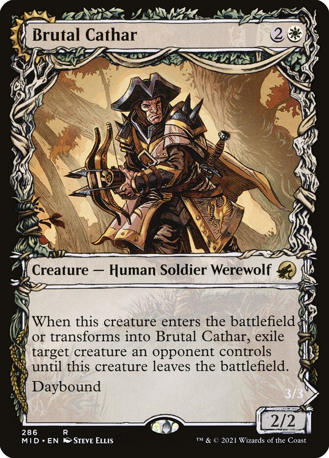 Card Scan of Brutal Cathar // Moonrage Brute | MID (Equinox Showcase)