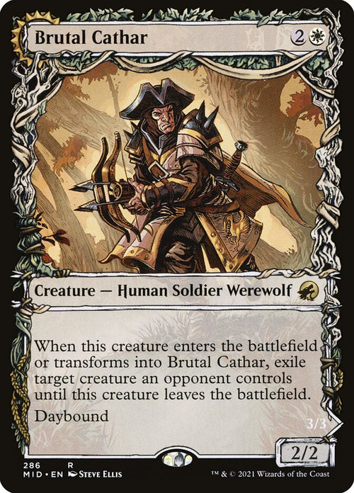 Card Scan of Brutal Cathar // Moonrage Brute | MID (Equinox Showcase)