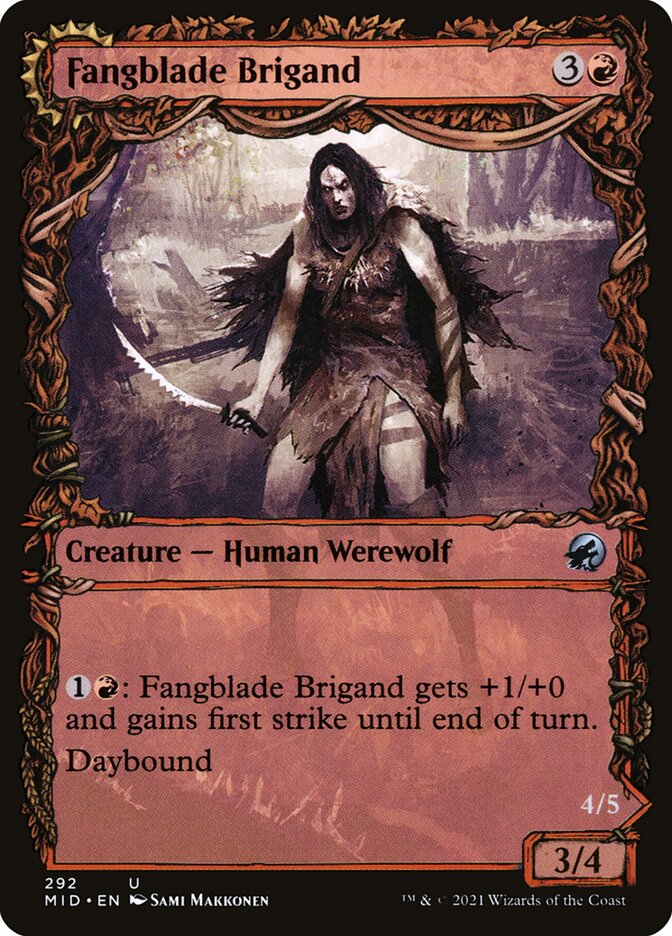 Card Scan of Fangblade Brigand // Fangblade Eviscerator | MID (Equinox Showcase)