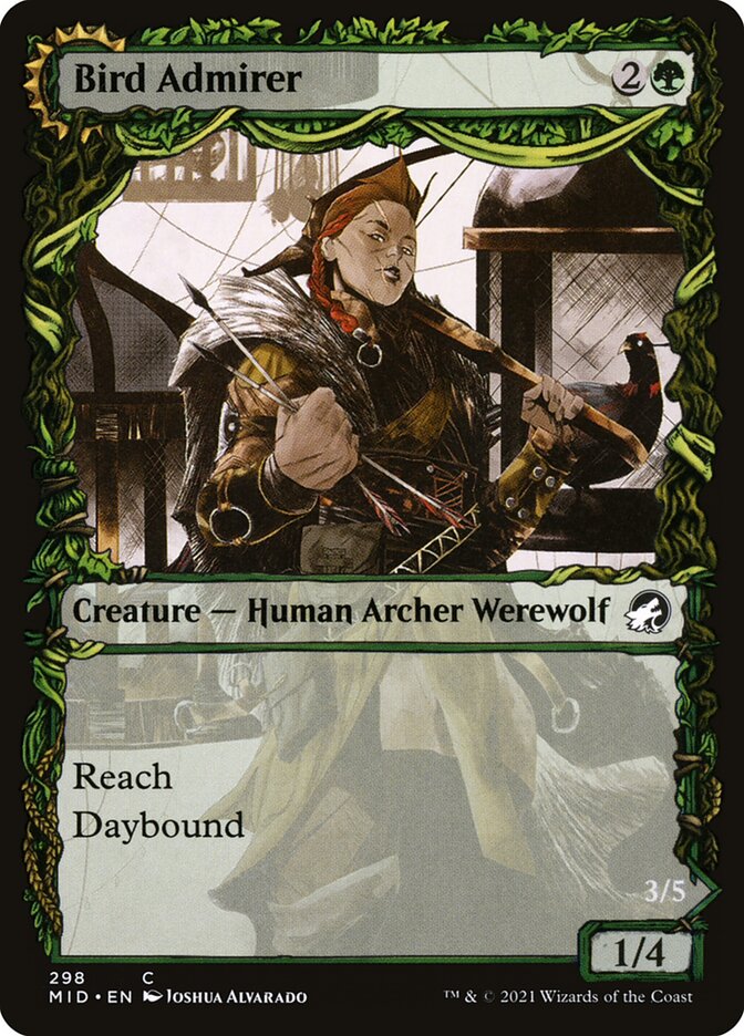 Card Scan of Bird Admirer // Wing Shredder | MID (Equinox Showcase)