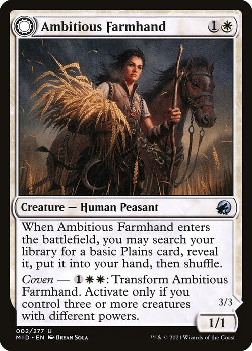 Card Scan of Ambitious Farmhand // Seasoned Cathar | MID