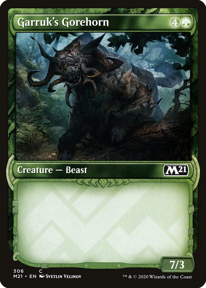 Card Scan of Garruk's Gorehorn | M21 (Showcase)