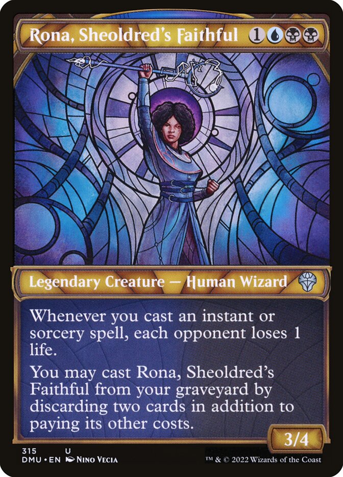 Card Scan of Rona, Sheoldred's Faithful | DMU (Showcase)