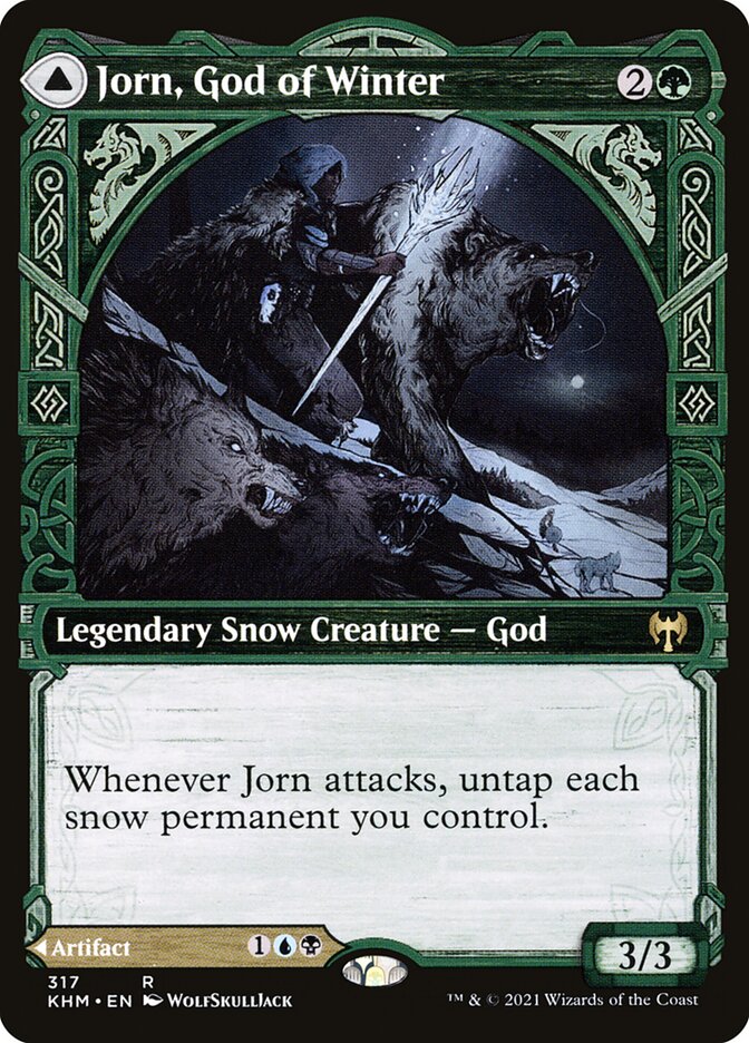 Card Scan of Jorn, God of Winter // Kaldring, the Rimestaff | KHM (Showcase)