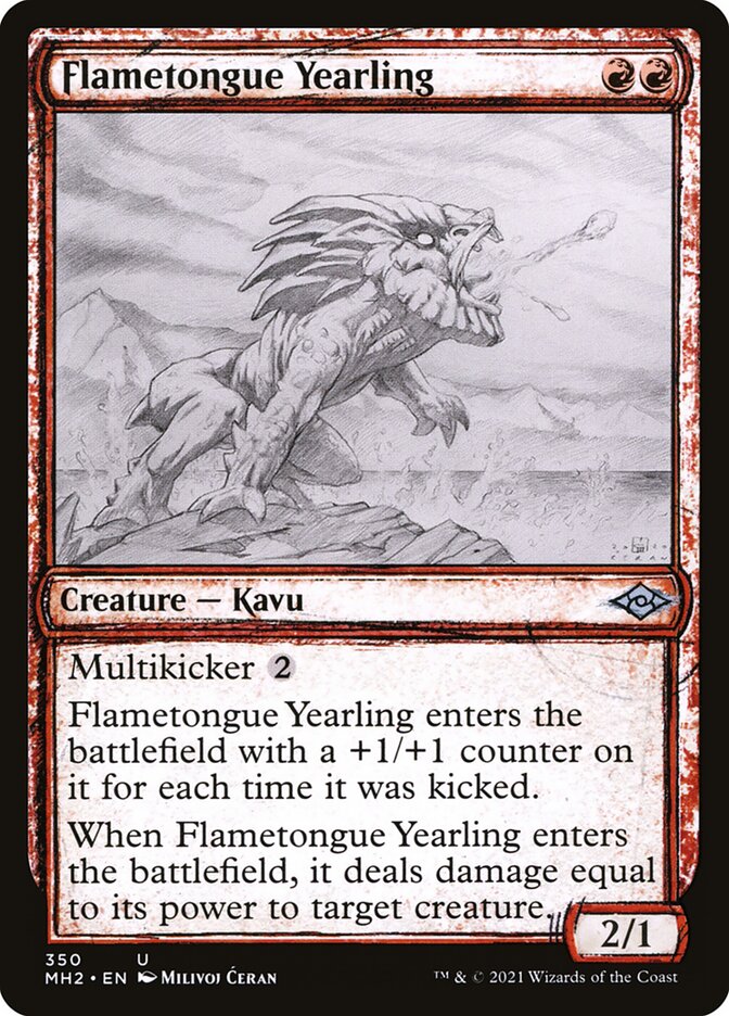 Card Scan of Flametongue Yearling | MH2 (Showcase)