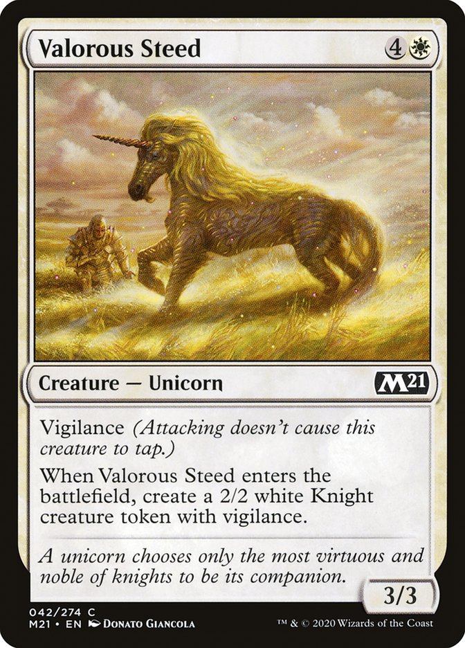 Card Scan of Valorous Steed | M21