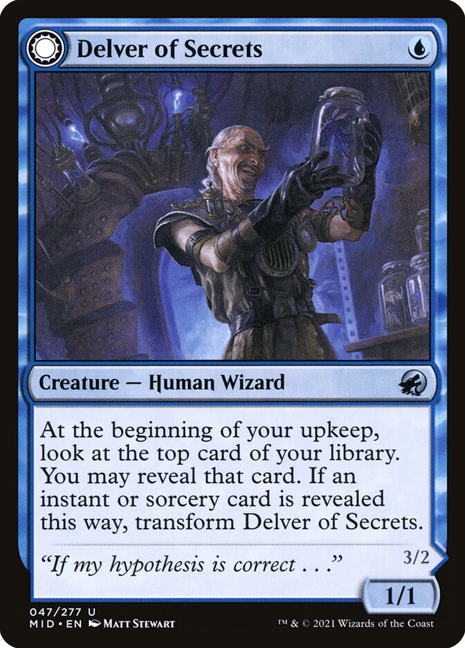 Card Scan of Delver of Secrets // Insectile Aberration | MID