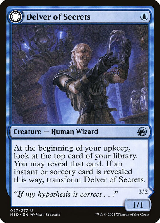 Card Scan of Delver of Secrets // Insectile Aberration | MID
