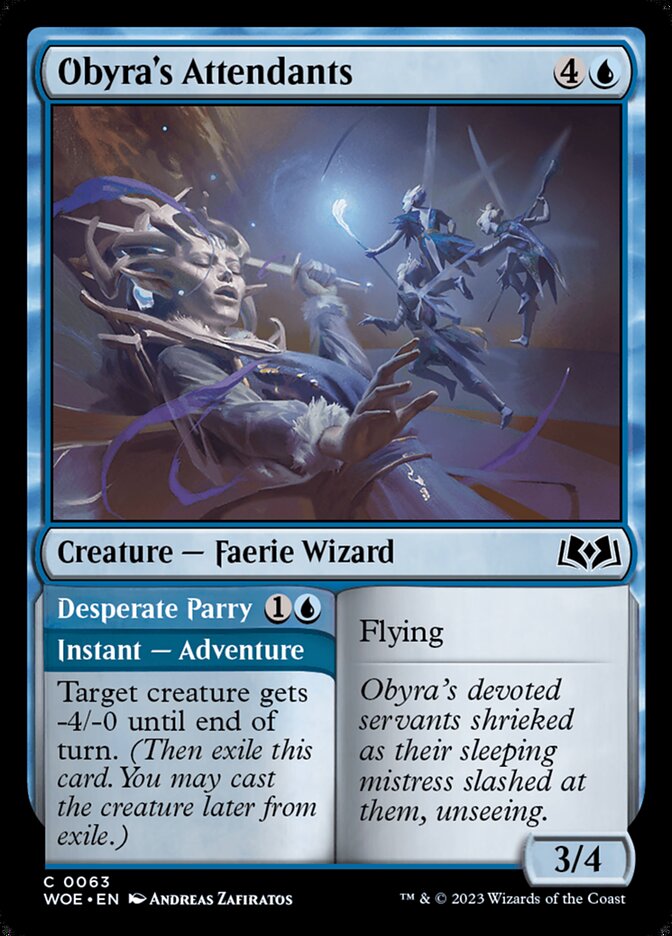 Card Scan of Obyra's Attendants // Desperate Parry | WOE
