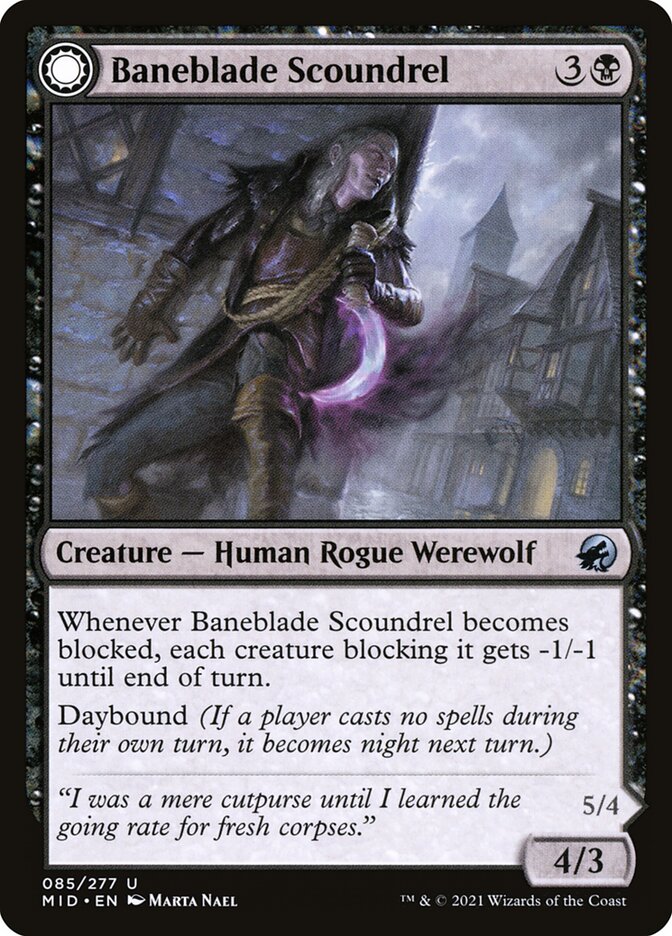 Card Scan of Baneblade Scoundrel // Baneclaw Marauder | MID