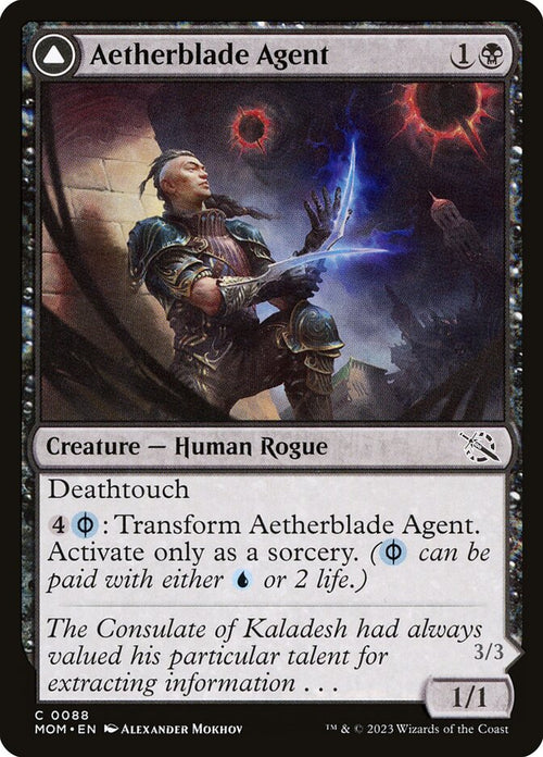 Card Scan of Aetherblade Agent // Gitaxian Mindstinger | MOM
