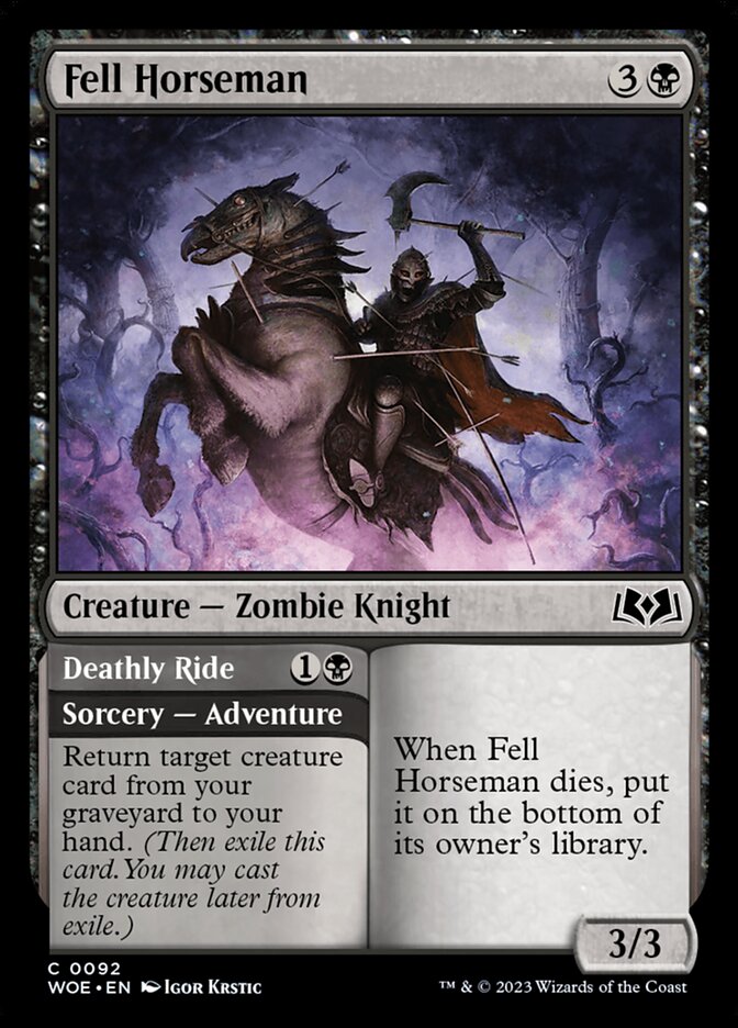 Card Scan of Fell Horseman // Deathly Ride | WOE
