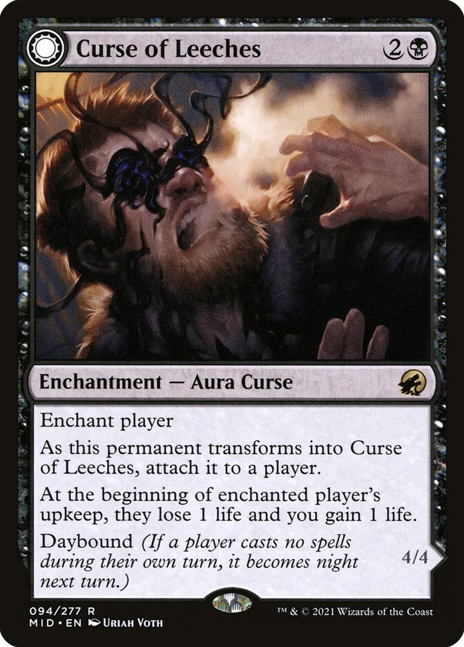 Card Scan of Curse of Leeches // Leeching Lurker | MID