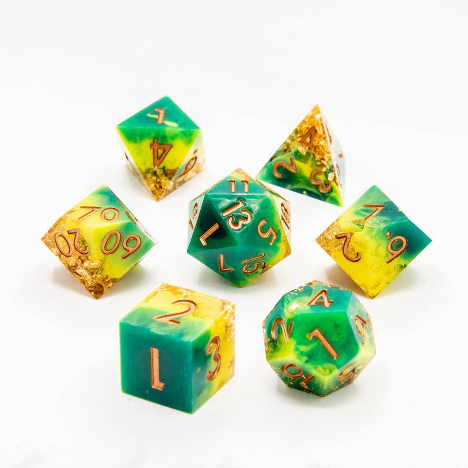 Aurum Twist | Sharp Edge Dice | 7-Polyhedral Set